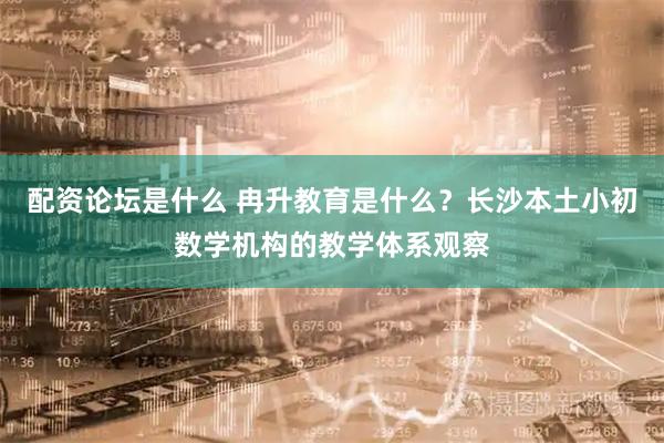 配资论坛是什么 冉升教育是什么？长沙本土小初数学机构的教学体系观察